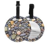 Etichetta per bagaglio in pietra di ciottoli, etichette da viaggio rotonde con un motivo accattivante e accattivante per una facile identificazione, 1, 10771-1