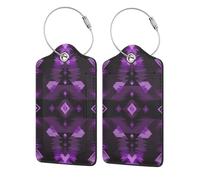 Etichetta per bagaglio in stile etnico nativo, geometrica, occidentale, boho, 2 pezzi, per valigia, passaporto, in pelle con anello in acciaio inossidabile, etichetta identificativa con nome, copertu