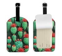 Etichetta per bagaglio personalizzata con stampa di tanti piccoli cactus e cinturino - Identificatore per valigia da viaggio