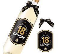 Etichetta per bottiglia di 18° compleanno; Etichetta Happy Birthday autoadesiva per bottiglie di spumante e vino; Regalo di compleanno per uomini e donne (11,5 x 8,5 cm) - Adesivo per bottiglia di