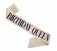 Etichetta per feste di compleanno, spalline, corona per festeggiata, polvere oro rosa, accessori per foto per feste, fascia per capelli, regina dorata, 1 pezzo