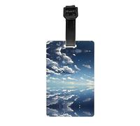 Etichetta per la privacy della borsa da golf con cielo blu e nuvole bianche, valigetta staccabile (8,4 x 5,3 cm), borsa scolastica per bambini, etichetta per borsa sportiva, etichetta per bagagli da