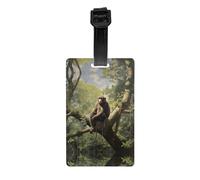 Etichetta per la privacy della borsa da golf con scimmia seduta su un albero, valigetta staccabile (8,4 x 5,3 cm), borsa scolastica per bambini, etichetta per borsa sportiva, etichetta per bagagli da