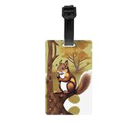 Etichetta per la privacy della borsa da golf con scoiattolo che mangia noci, valigetta staccabile (8,4 x 5,3 cm), borsa scolastica per bambini, etichetta per borsa sportiva, etichetta per bagagli da