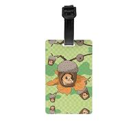 Etichetta per la privacy della borsa da golf con scoiattolo dei cartoni animati, valigetta staccabile (8,4 x 5,3 cm), borsa scolastica per bambini, etichetta per borsa sportiva, etichetta per bagagli