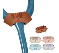 Etichetta personalizzata con nome stetoscopio, Accessorio in pelle con incisione ID personalizzata per dottori infermieri veterinari assistenti medici, Regali per la settimana degli infermieri Marrone
