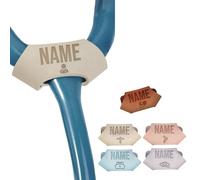 Etichetta personalizzata con nome stetoscopio, Accessorio in pelle con incisione ID personalizzata per dottori infermieri veterinari assistenti medici, Regali per la settimana degli infermieri Beige