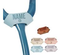 Etichetta personalizzata con nome stetoscopio, Accessorio in pelle con incisione ID personalizzata per dottori infermieri veterinari assistenti medici, Regali per la settimana degli infermieri Blu