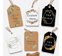 Etichetta regalo personalizzata, etichetta personalizzata per bomboniere, decorazione per imballaggio in carta kraft, forniture per matrimoni, feste di compleanno, carta spessa da appendere con spago
