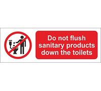 Etichetta - Sicurezza - Avvertenza - Non gettare i dispositivi sanitari dal segnale di sicurezza dei WC - adesivo autoadesivo 15x5cm