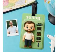 Etichetta Valigia Personalizzata - Etichetta Bagaglio e Tag Valigia Personalizzabile con Foto, Testo e Personaggio Cartoon 3D - Accessori Viaggio per Donna/Uomo, Idea Regalo Rientro a Scuola