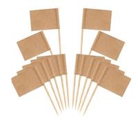 Etichetta Vuota 100 pezzi bandierine for stuzzicadenti vuote mini etichette con bastoncini di legno pennarelli for formaggio for cupcake party(Brown)