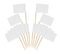 Etichetta Vuota 100 pezzi bandierine for stuzzicadenti vuote mini etichette con bastoncini di legno pennarelli for formaggio for cupcake party(White)