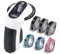 Etichettatrice 3D E975, dispositivo di goffratura per etichette portatile con 6 rotoli di etichette per goffratura, etichettatrice manuale, stampante per etichette con (£ € Ö Ö Ü) per la casa, la