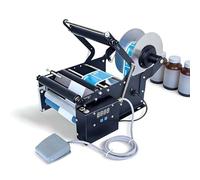 Etichettatrice automatica per bottiglie rotonde con applicatore regolabile per applicazione senza bolle su vari contenitori