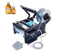 Etichettatrice per bottiglie rotonde, macchina imballatrice per stampante per etichette adesive con pedale, per diametro 15-100 mm, barattoli cilindrici, lattine, vetro, plastica
