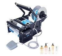 Etichettatrice regolabile per bottiglie per diametro 15-100 mm, macchina imballatrice per stampante per etichette adesive con pedale, applicatore di etichette per bottiglie di plastica di vetro