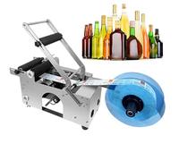 Etichettatrice semiautomatica per bottiglie, diametro regolabile 0,4-5,9 pollici, 10-30 BPM, rullo di pressatura per bottiglie in vetro PET e metallo