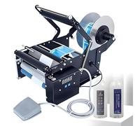 Etichettatrice semiautomatica per bottiglie rotonde con pedale, applicatore di etichette da tavolo per bottiglie cilindriche da 20-100 mm, contenitori di vetro, plastica, metallo