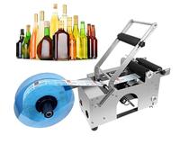 Etichettatrice semiautomatica per bottiglie rotonde, diametro regolabile da 0,47 a 5,9 pollici, applicatore di etichette per bottiglie in PET, vetro e metallo, 10-30 etichette/min con barra di press