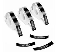 Etichette 3D per goffratura - 3/8" (9mm) compatibili con Memoking, Phomemo, DYMO Omega, DYMO Junior, Goknu, LabelCenter, VolenGo, Etichettatrice E975, etichette in plastica 3D, confezione da 3 (nero)