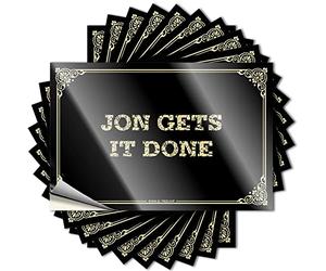 Etichette ad alta tensione con scritta "Man Cave Signs and Decor, Magnetic Wall Jon Gets It Done for Bike for Frame Surface" (8 x 12 cm, 10 pezzi)