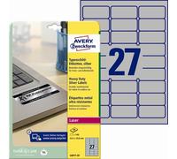 Etichette ad alto rendimento Avery silver 63,5 x 29,6 mm, 20 pezzi.