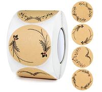 Etichette Adesive Adesivi Handmade Rotonde Etichette per Barattoli di Marmellata Cucina da 5 cm, Baking Sticker Kraft Adesivi Chiudipacco Rotolo Etichette Adesive Piccole 500 Pezzi