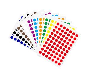 Etichette adesive, adesivi rotondi a pois in materiale semilucido per la codifica a colori, che stimolano il pensiero creativo e l'organizzazione nei