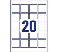 Etichette adesive Avery in carta bianca coprente per stampa QR code 20 et/foglio 45x45 mm -conf. 25 fogli L7121-25
