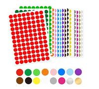 Etichette Adesive Bollini Colorati Rotonde, 1536 PCS Rotonda Tenuta Etichette Adesivi Multiuso Scrivibili per Calendari Ufficio Manuale (16 Colori,15mm)