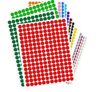 Etichette Adesive Bollini Colorati Rotonde, 3264 PCS Rotonda Tenuta Etichette Adesivi Multiuso Scrivibili per Calendari Ufficio Manuale (16 Colori,10mm)
