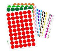 Etichette Adesive Bollini Colorati Rotonde, 864 PCS Rotonda Tenuta Etichette Adesivi Multiuso Scrivibili per Calendari Ufficio Manuale (16 Colori,20mm)