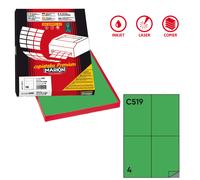 etichette adesive c/519 - in carta - permanenti - 105 x 148,5 mm - 4 et/fg - 100 fogli - verde - markin