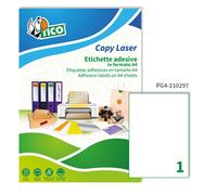 Etichette Adesive Copy Laser Tico - A4 - 210x297 mm - PG4-210297 (Bianco Conf. 1