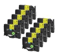 Etichette adesive da 3-20pk compatibili con TZE TZ-S211 S231 TZ-S241 TZ-S131 TAPPE S631 6mm 9mm 12mm 18mm 24mm per PT-E100 Etichetta produttore(10PK Black on Yellow)