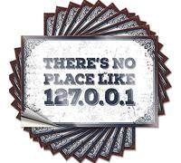 Etichette adesive da parete adesive e divertenti, laminate - Non c'è posto come 127.0.0.1 personalizzate per bar per la decorazione della casa, cartelli per bere per casa e bar (8 x 12 cm, 10 pezzi)