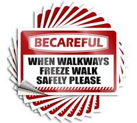 Etichette adesive da parete, con scritta "Be Careful When Walkways Freeze Walk Safely Please & Test Motivation for Student Easy Apply Man Cave Signs and Decor" (8 x 12 cm, 5 pezzi)