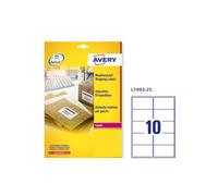 Poliestere adesivo L7992 bianco imperm 25fg A4 99,1x57mm (10et/fg) laser Avery