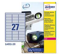 AVERY ETIC.POLIESTERE ARGENTO 63 5 X 29 6 L6011-20