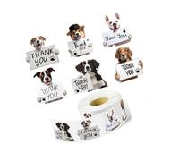Etichette adesive in PVC a forma di cane, 500 pezzi, con scritta "Thank You" per l'imballaggio del regalo di anniversario