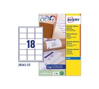 Etichette bianche Avery QuickDry - J8161-25 - 572017 Etichette adesive bianche 63,5 X 46,6 mm con angoli arrotondati con margini interni da 155 g/mq in confezione da 450 Pz.