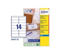 Etichetta adesiva J8163 - permanente - adatta a stampanti inkjet - 99,1x38,1 mm - 14 etichette per foglio - bianco - Ave