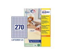 etichette adesive l4730rev - in carta - angoli arrotondati - rimovibili - 17,8 x 10 mm - 270 et/fg - 25 fogli - bianco -