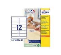 etichette adesive l4743rev - in carta - angoli arrotondati - rimovibili - 99,1 x 42,3 mm - 12 et/fg - 25 fogli - bianco