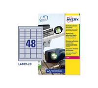etichette adesive l6009 - in poliestere - laser - permanenti - 45,7 x 21,2 mm - 48 et/fg - 20 fogli - argento - avery