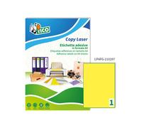 etichette adesive lp4f - in carta - permanenti - 210 x 297 mm - 1 et/fg - 70 fogli - giallo fluo - tico
