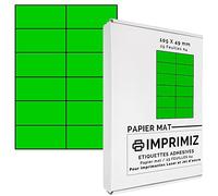 Etichette Adesive multiuso A4-105 x 49,5 mm - Colore fluo Verde Opaco - 100 Etichette / 25 fogli - Per stampanti Laser/a getto d'Inchiostro