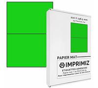 Etichette Adesive multiuso A4-210 x 148,5 mm - Colore fluo Verde Opaco - 50 Etichette / 25 fogli - Per stampanti Laser/a getto d'Inchiostro