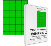 Etichette adesive multiuso A4-52.5 x 29.7 mm - Colore fluo Verde Opaco - 1000 Etichette / 25 fogli - Per stampanti Laser/a getto d'Inchiostro